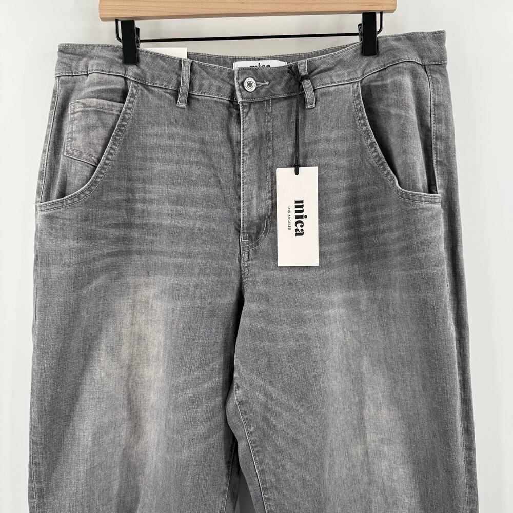 Mica Barrel Jeans Women’s Size 32 NWT Denim Super High Wide Leg Ankle Jeans Gray - Picture 10 of 16